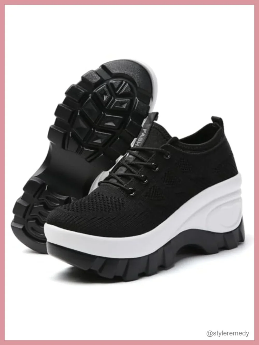 Women's Chunky Platform Orthopedic Walking Shoes Knitted Breathable Lace Up